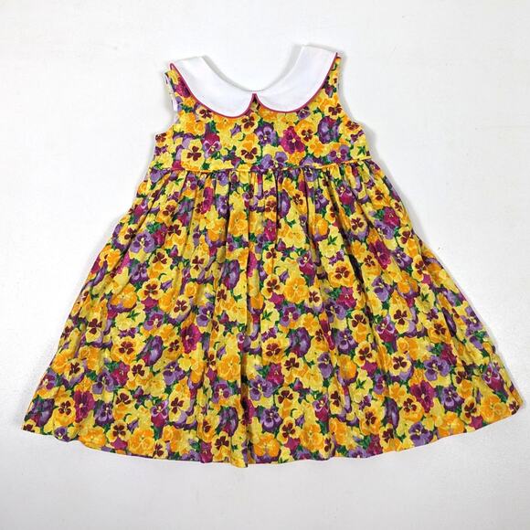Vintage Austin & Ashley Dress Girls Size 4T Floral Pansy Sundress - Picture 1 of 6